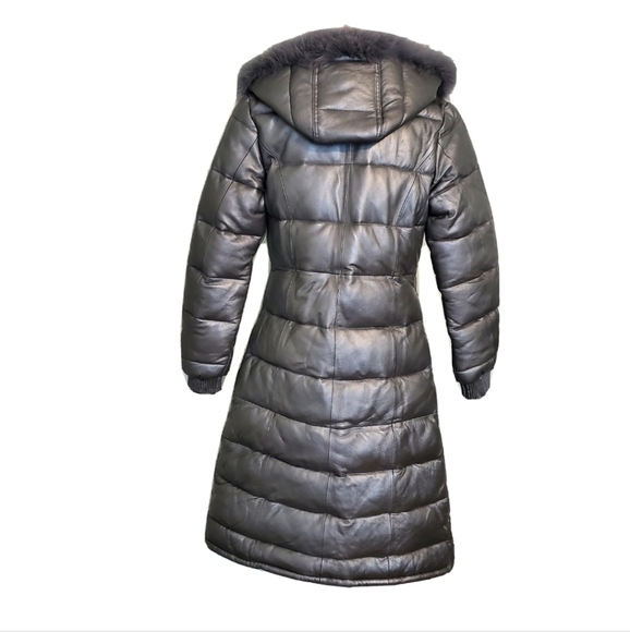 The Leather Company Gray Metallic Leather Jacket Coat - Picture 3 of 6